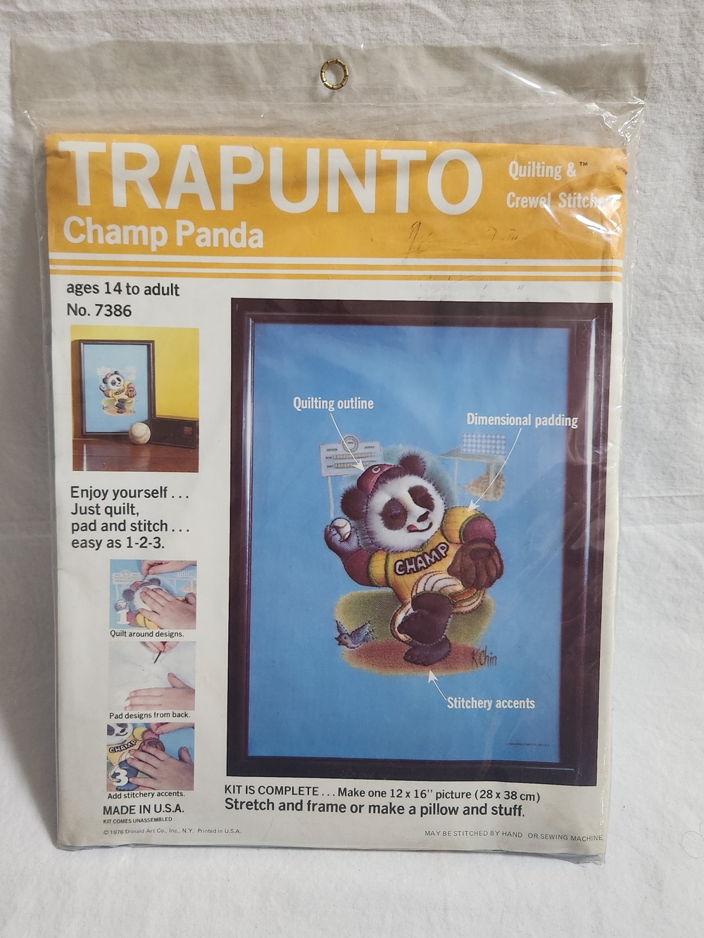 Vintage TRAPUNTO Champ Panda Quilting Kit